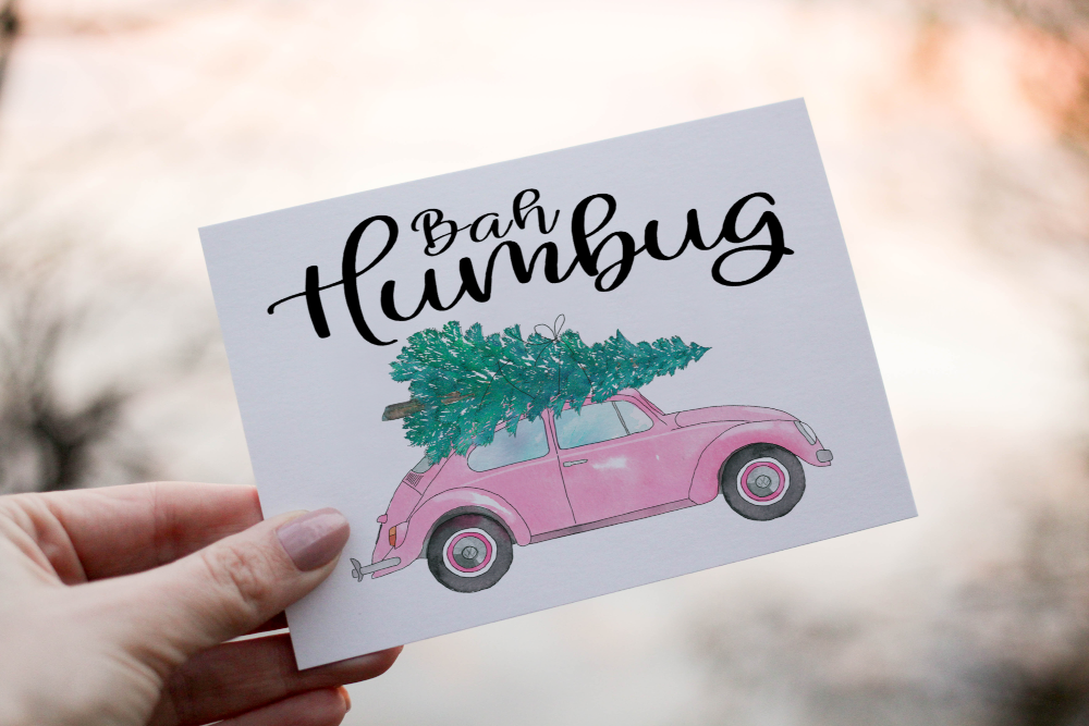 Bah Humbug Christmas Card, Personalised Card for Christmas - Click Image to Close
